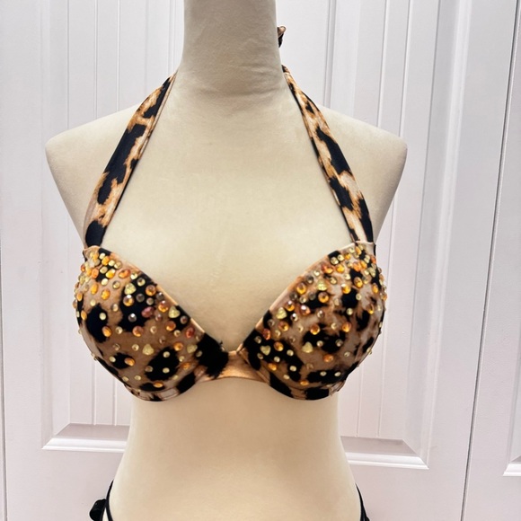 Victoria's Secret Bombshell Jewel Cristal Animal Print swimsuit Top 34C / Small - Picture 6 of 17